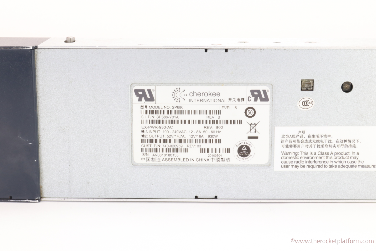 740-020959 - Juniper EX3200/EX4200 930 Watt AC Power Supply Assembly
