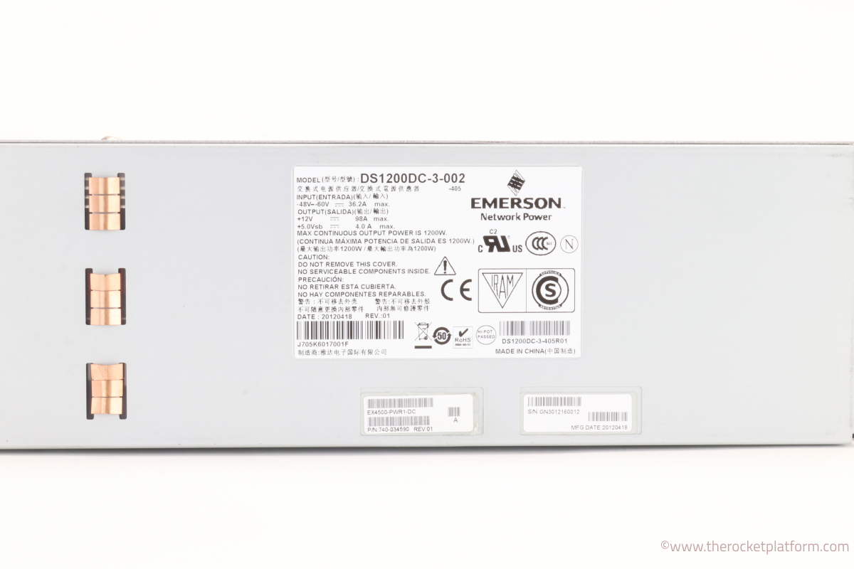 EX4500-PWR1-DC - Juniper EX4500 1200 Watt DC Power Supply Assembly Front to Back