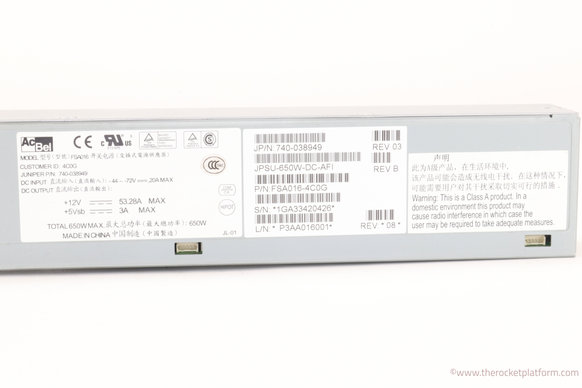 JPSU-650W-DC-AFI - Juniper EX4550/EX4600/EX4650 650 Watt DC Power Supply Assembly AFI