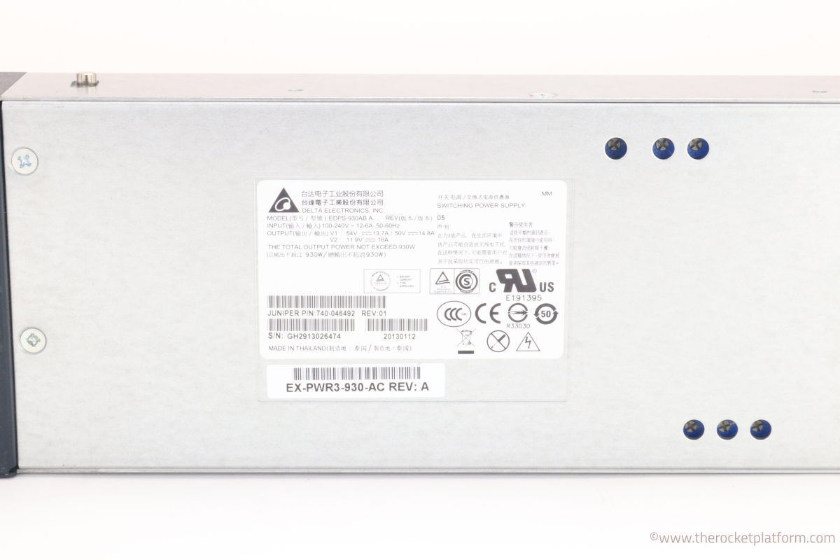 EX-PWR3-930-AC - Juniper EX4200 930 Watt PoE+ AC Power Supply Assembly Front To Back